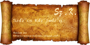 Szűcs Kálmán névjegykártya